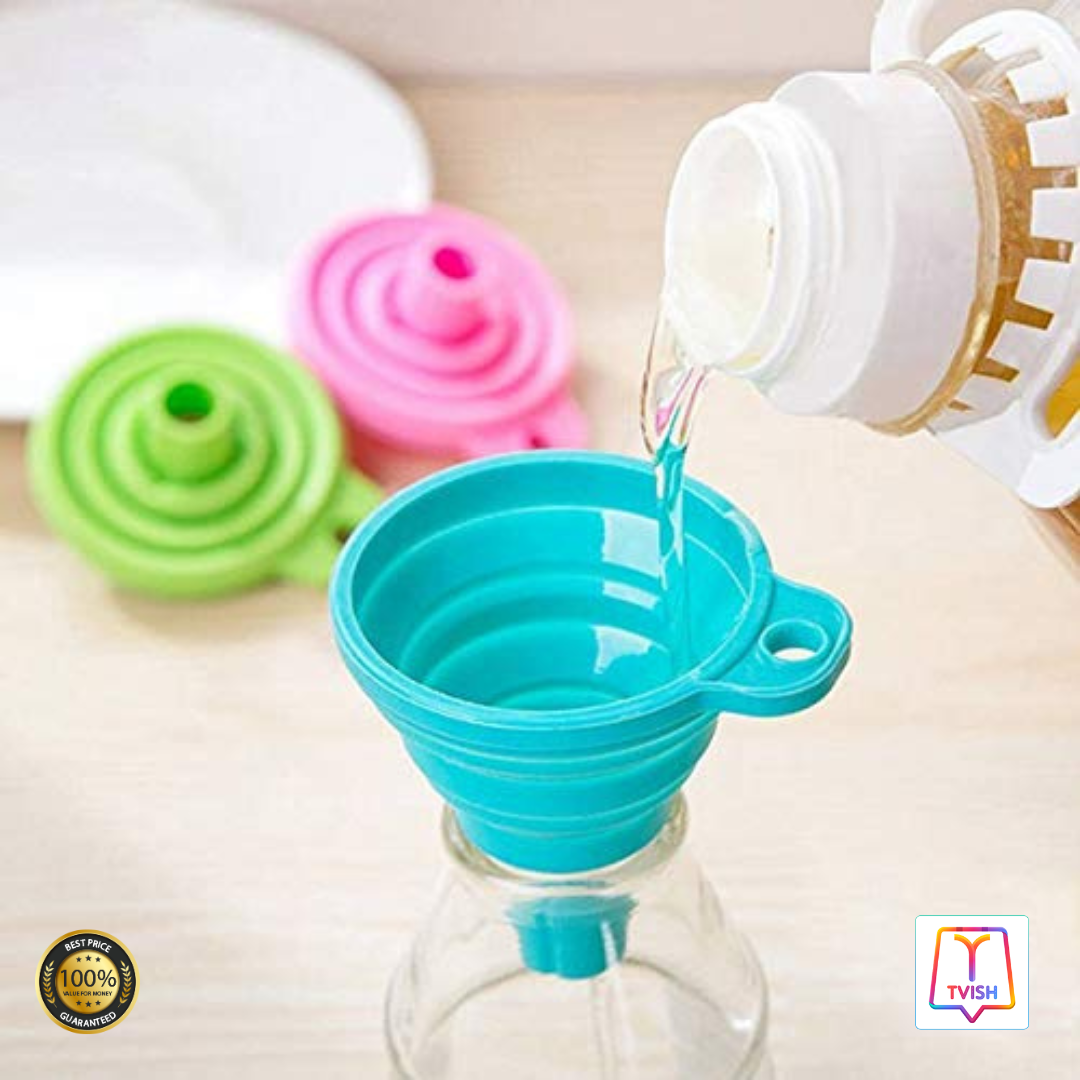 Foldable Funnel - Silicone Collapsible Funnel Set, Funnel for Water Bottle.