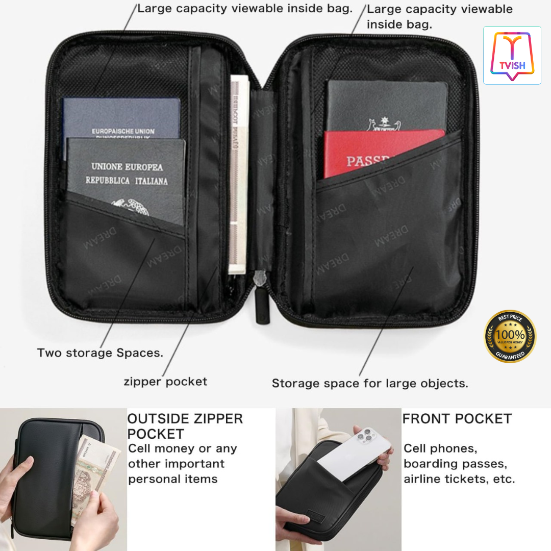 Travel Passport Holder - Waterproof Passport Holders Bag for Men Women Traveling.