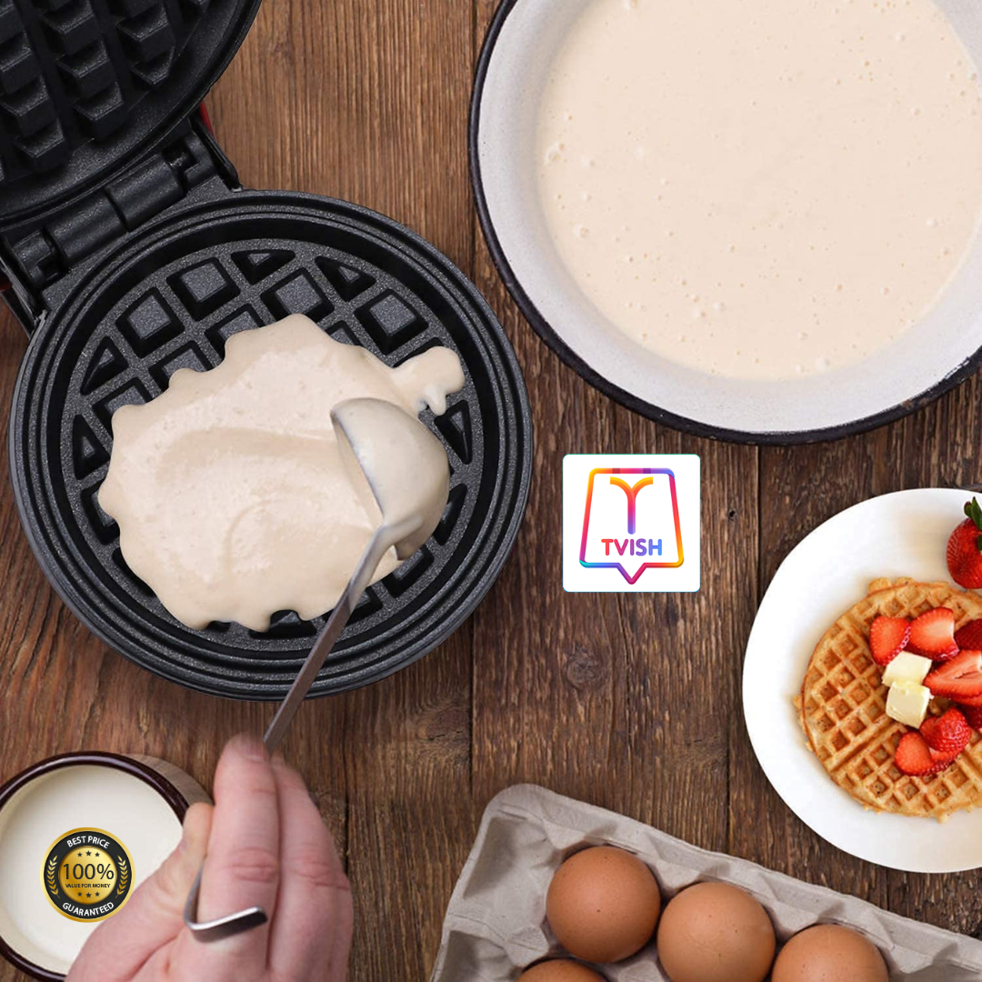 Mini Electronic Waffle Maker To Make Breakfast, Dessert, Sandwich, Pan Cakes, Paninis.