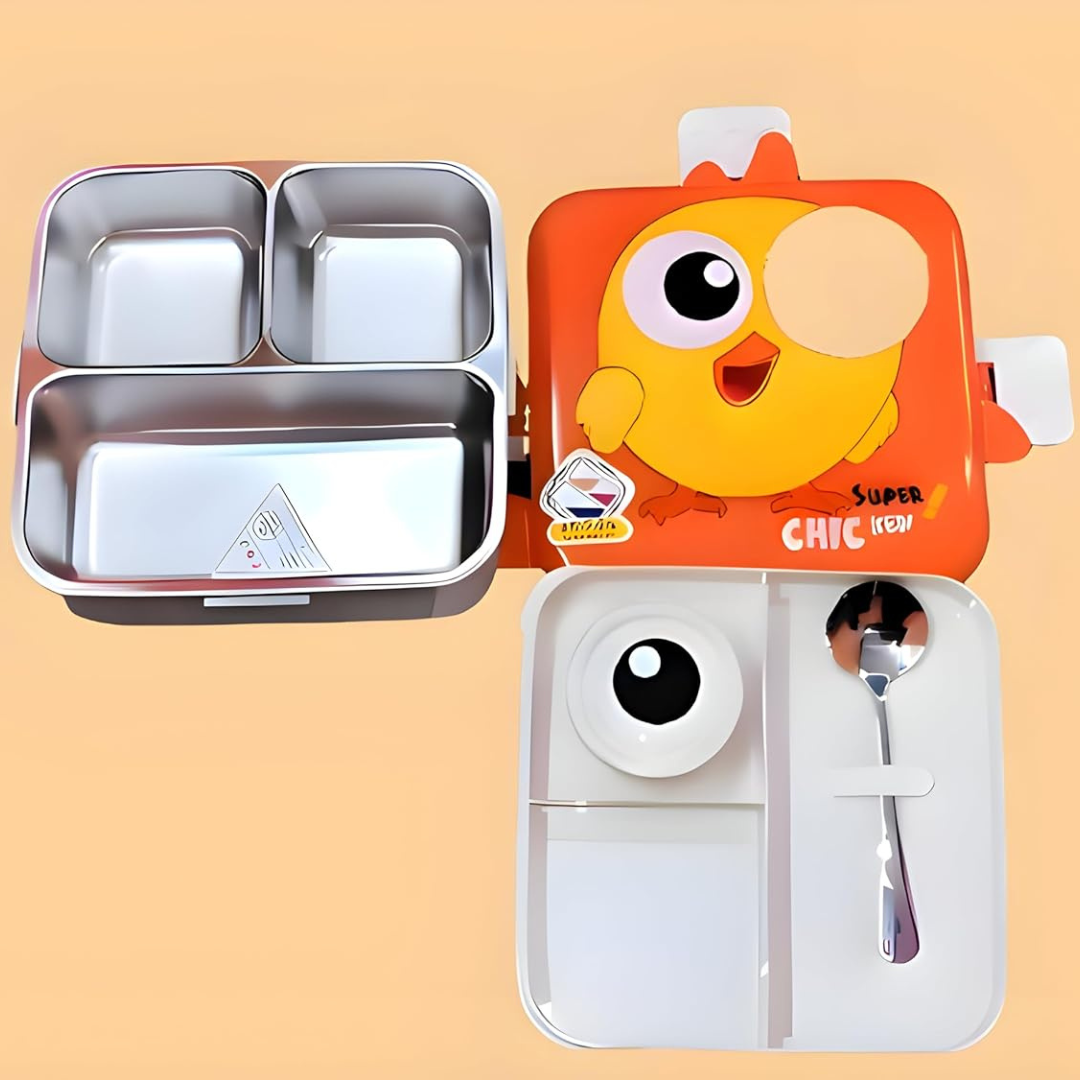 Lunch Box for Kids - Premium Stainless Steel Bento Box with 6 Compartments for School.