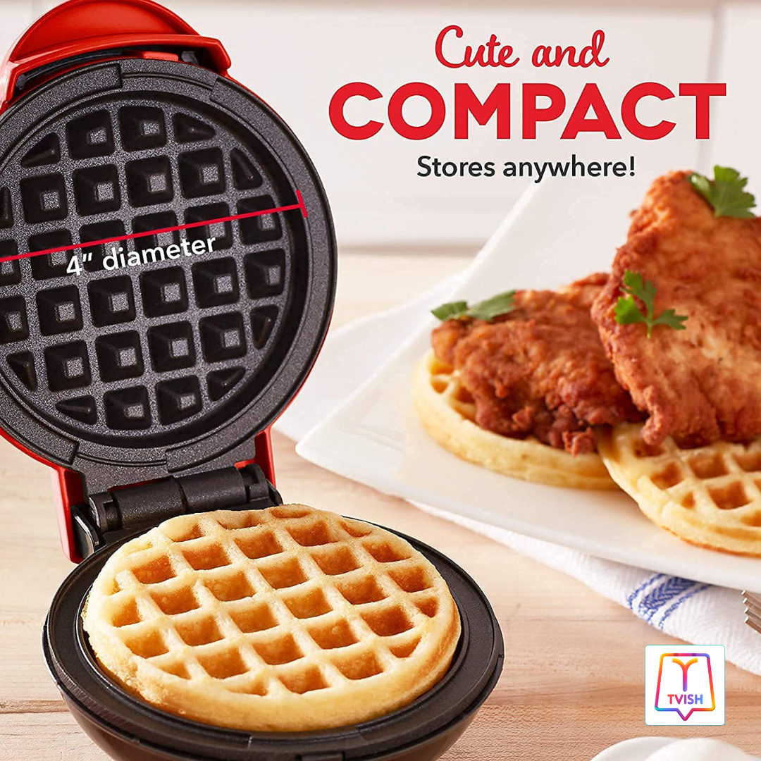 Mini Electronic Waffle Maker To Make Breakfast, Dessert, Sandwich, Pan Cakes, Paninis.