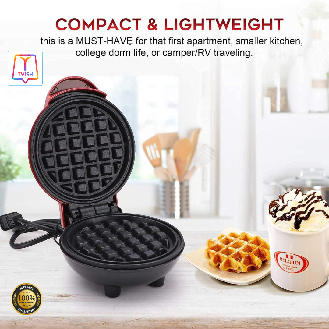 Mini Electronic Waffle Maker To Make Breakfast, Dessert, Sandwich, Pan Cakes, Paninis.