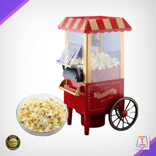 Popcorn Machine Vintage Collection, Automatic Instant Popcorn Maker,with Measuring Cup, 3 Min Fast Popping.