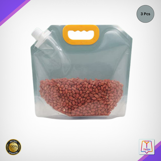 Food storage bag - Transparent Grain Storage Suction Bags, 1L Container with Cap
