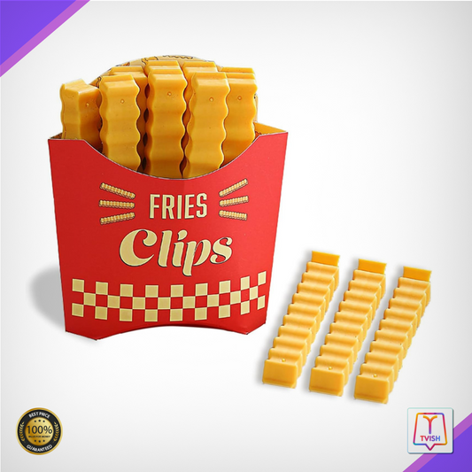 Magnetic Fries Clips- Cute French Fries Shape 12 Pcs Plastic Food Bag Sealing Clips.