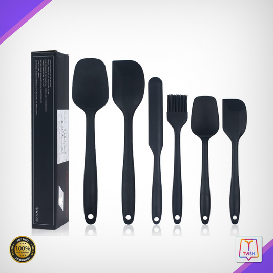 SILICONE SPATULA SET - HEAT RESISTANT PREMIUM KITCHEN ACCESSORIES (6 Pcs)