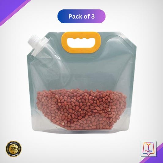 Food storage bag - Transparent Grain Storage Suction Bags, 1L Container with Cap .(3 Pcs)