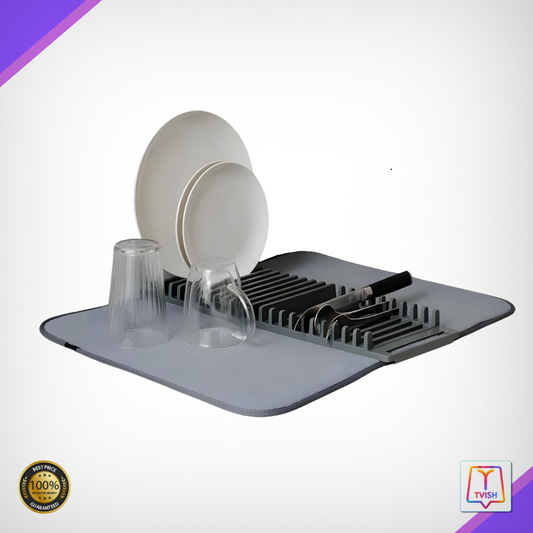 Dish Draining Rack - Rack and Microfiber Dish Drying Mat, Removable Dish Rack Tray.